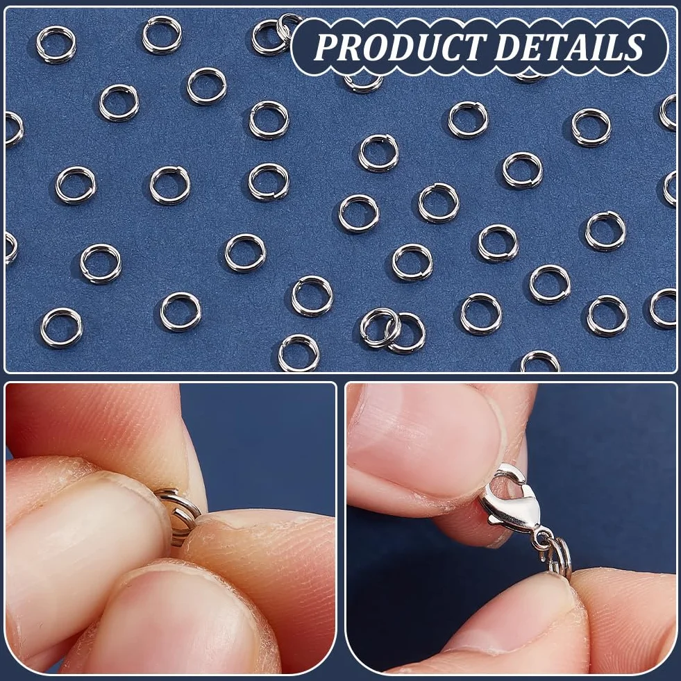 PH PandaHall 290pz Anellini Doppio Cerchio per Bigiotteria Anelli di Salto Aperti Acciaio Inox, 5mm Anellini Aperti Accessori per Portachiavi Gioielli Braccialetti Collane Fai Da Te