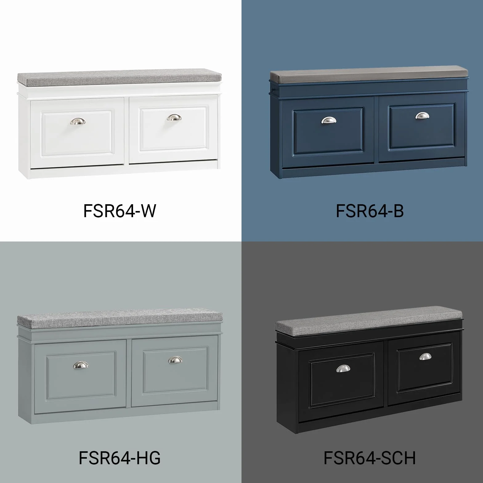 SoBuy Scarpiera Salvaspazio Slim da Ingresso Panca Contenitore con Cuscino, L104xP24xA52cm, Bianco, FSR64-W