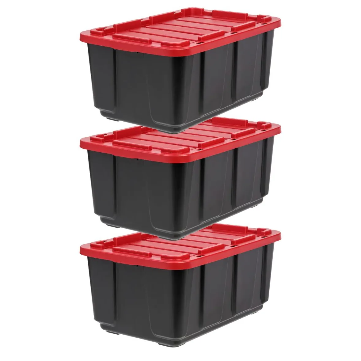 Iris Ohyama, Scatole Pieghevoli, 100L, Set di 3, Nero, Compact, Solido, Impilabile, Per Garage, Scaffali, Scatola Organizer, Plastica, Contenitore, UTB-27