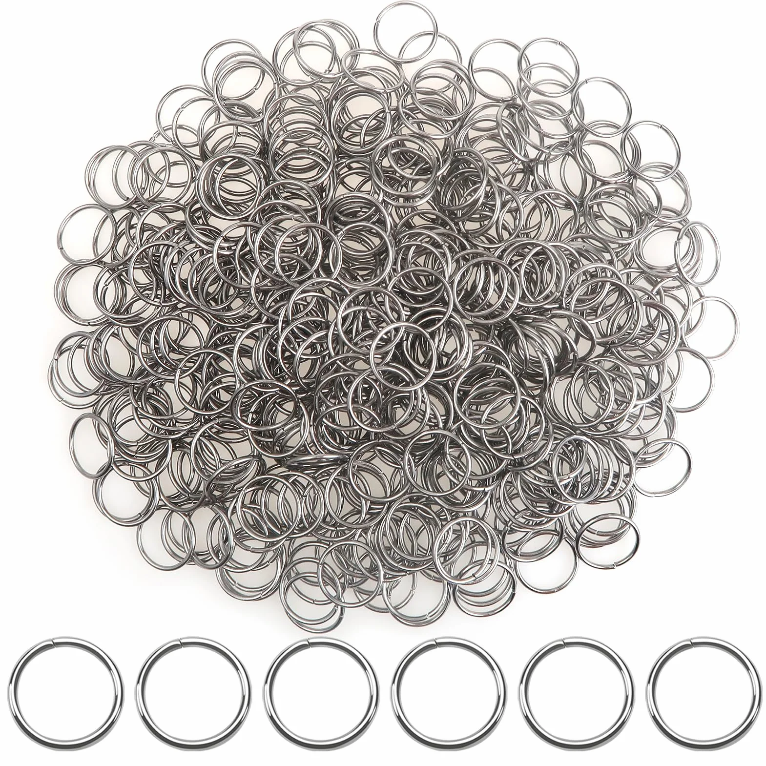 TOAOB 500 Pezzi 12 mm Anelli Aperti di Salto Acciaio Inossidabile Aperto Anellini per Bigiotteria Gioielli Fai Da Te Braccialetti Ciondoli Collane Orecchini
