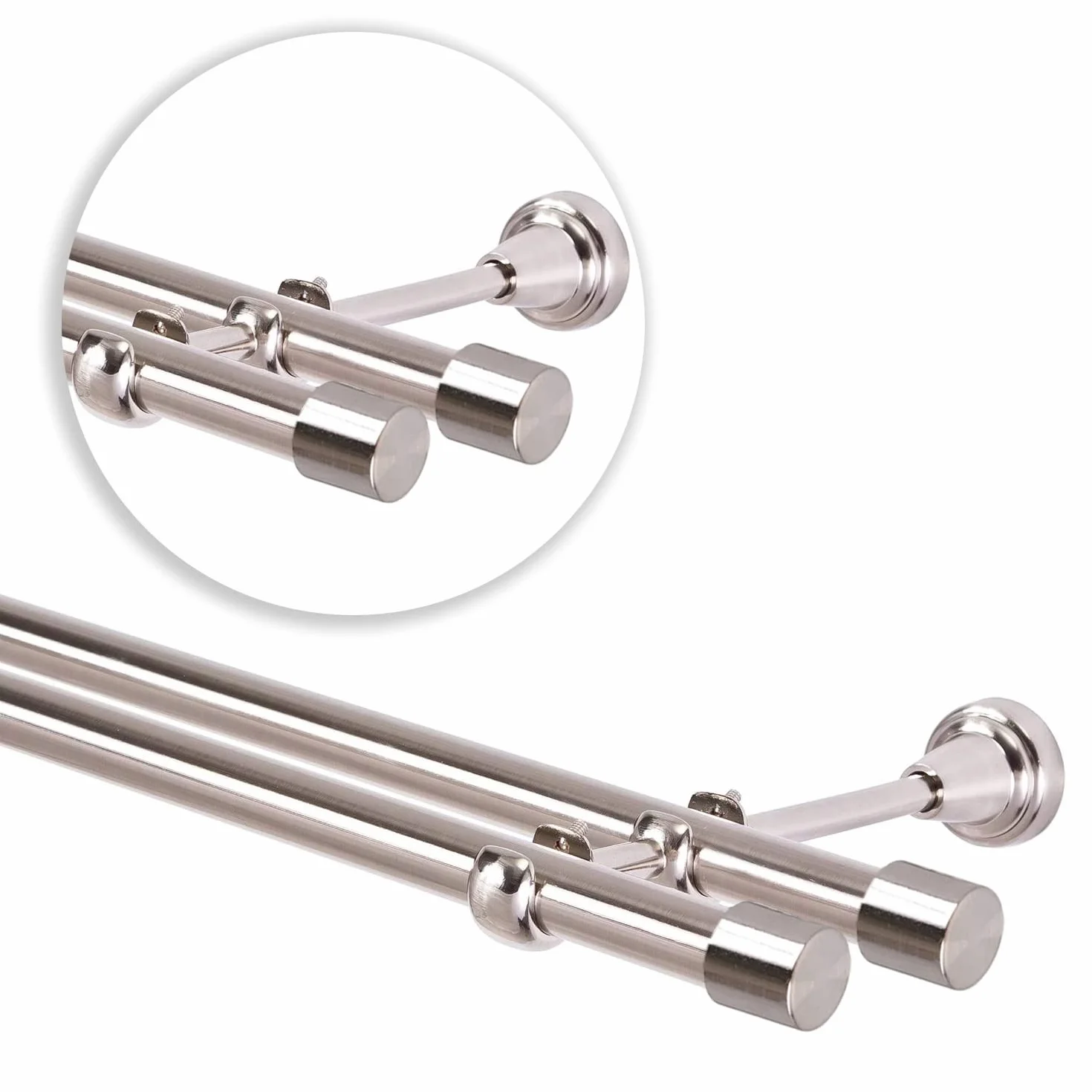 Bastone Per Tende 160 cm Acciaio Inox Montato A Parete