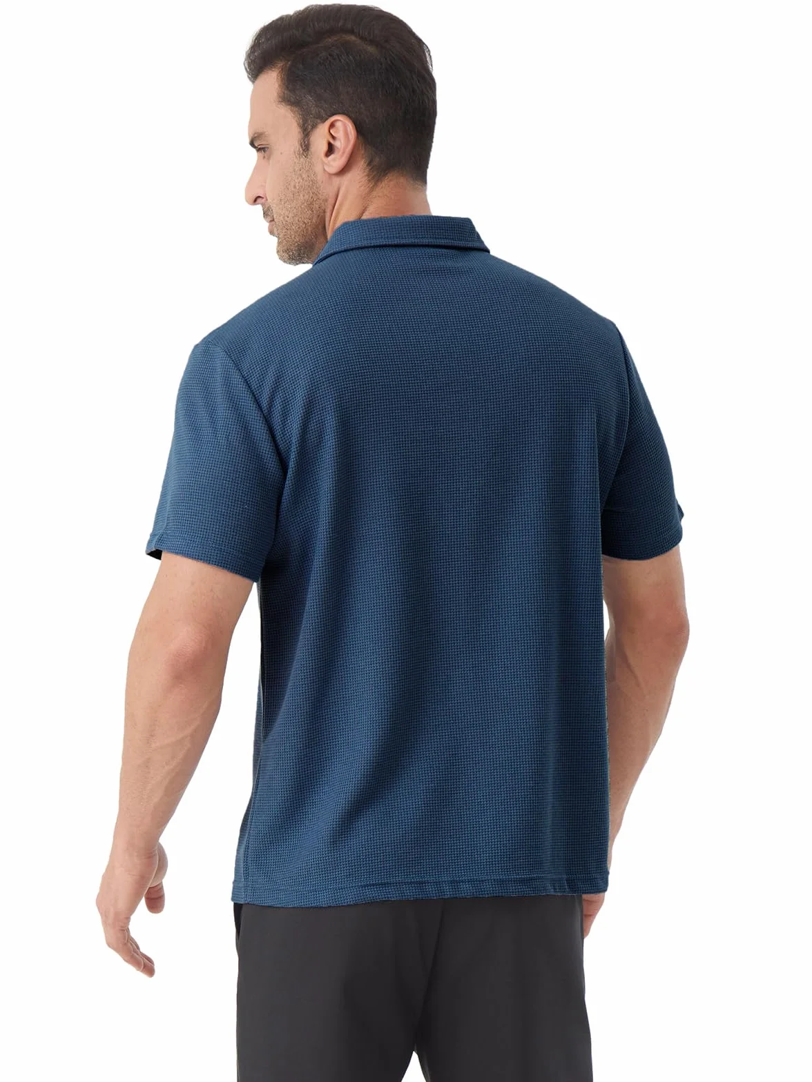 Polo da Uomo Manica Corta Tennis Golf Waffle a Maglia T-Shirt Ricami Poloshirt Camicia Cotone Piquet con Colletto e Bottoni Evolution