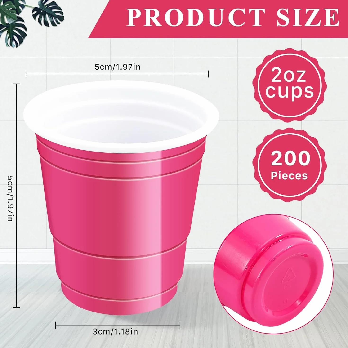 Bicchierini da shot in plastica usa e getta rosa 56,7 g 200 szt. na feste