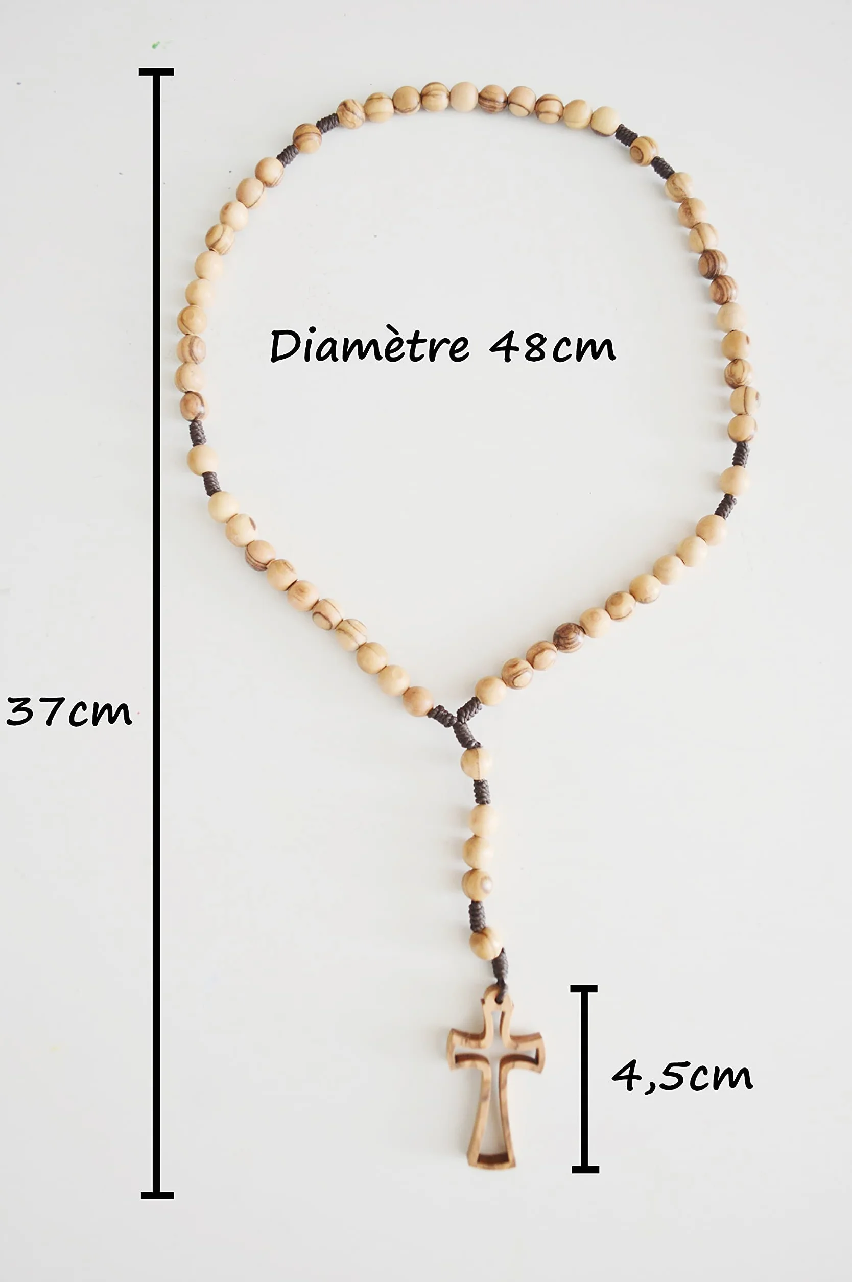 rosario in legno d'ulivo fatto a mano a Gerusalemme, rosario in scatola di carta Kraft con crocifisso, regalo battesimo, comunione, feste cristiane, nascita, compleanno, protezione auto, casa