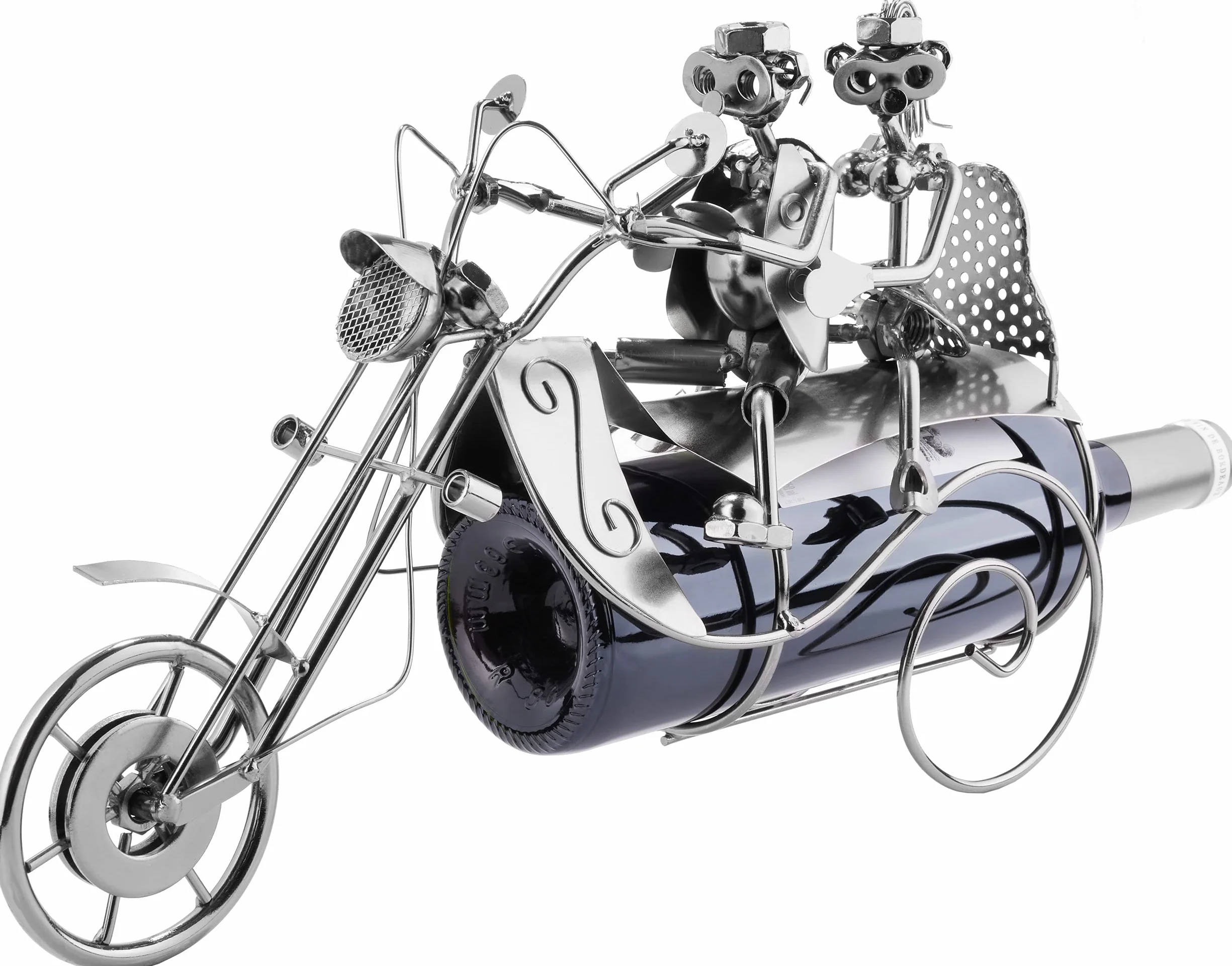 BRUBAKER Portabottiglie da vino regalo - coppia in motocicletta