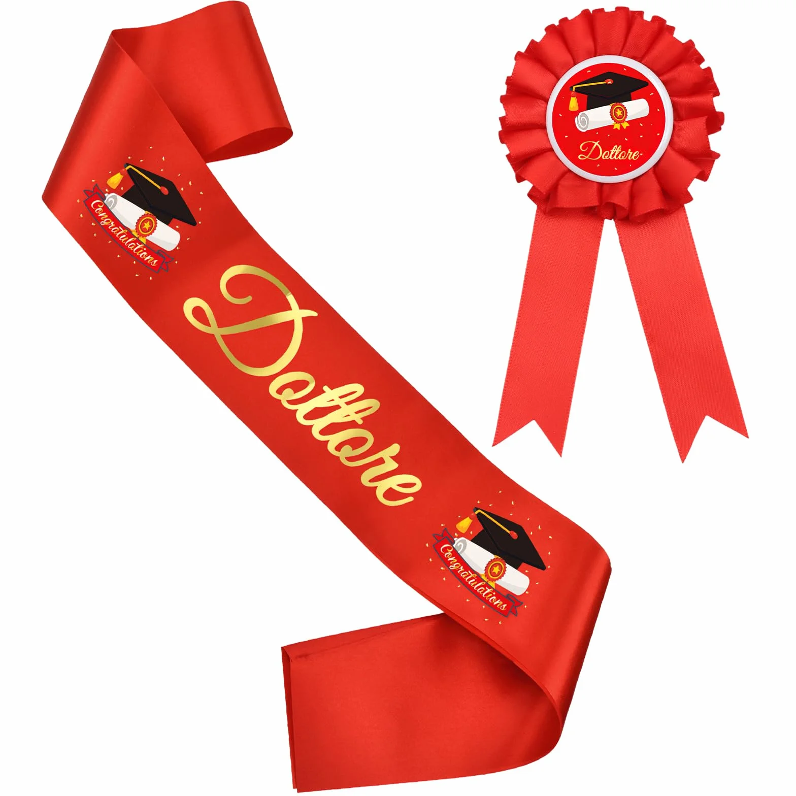 Fascia Laurea Dottore con Spilla Gadget Università Regalo Uomo Decorazione Festa Cerimonia
