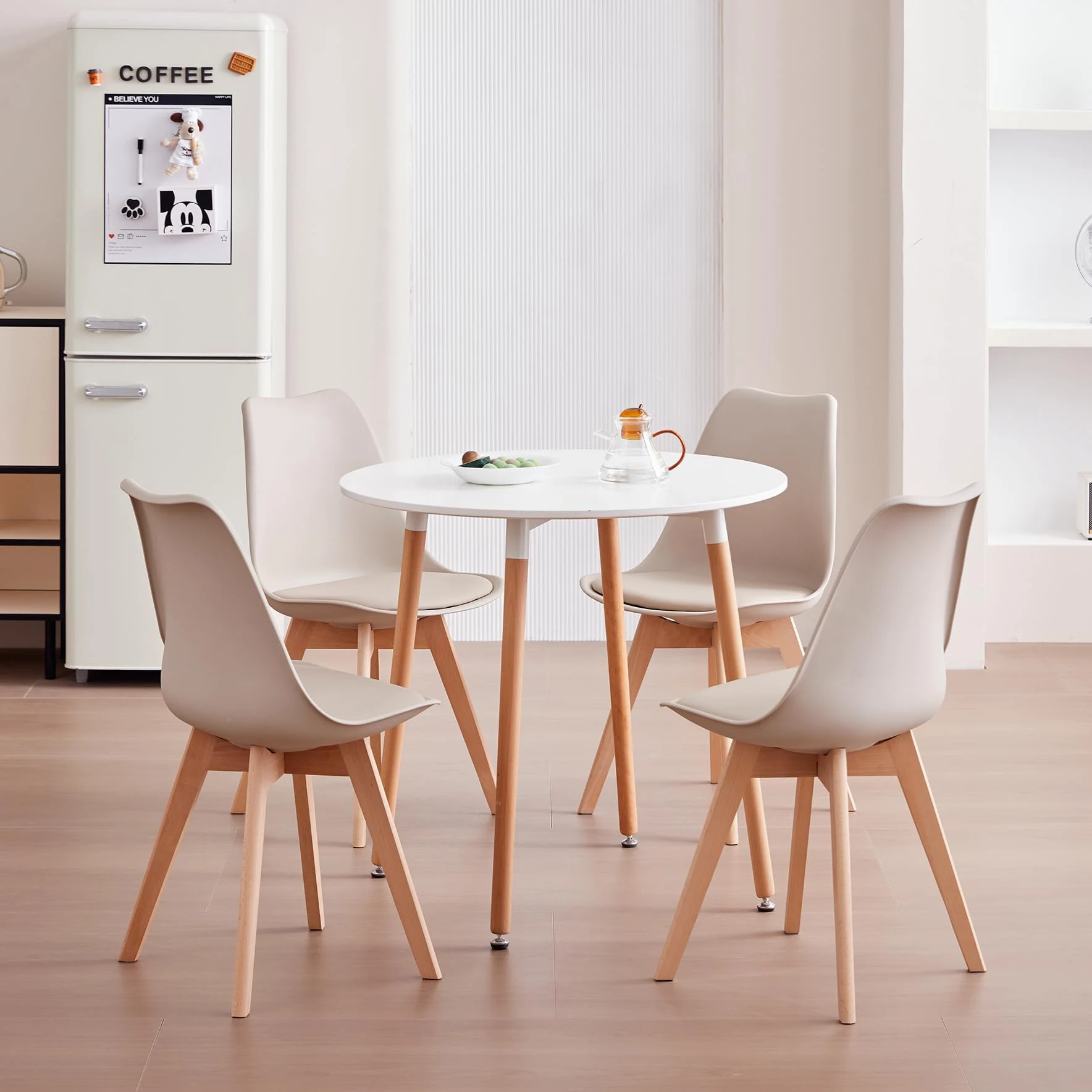 Set di 6 Sedie da Pranzo Moderne, Sedie da Cucina con Cuscini Imbottiti e Gambe in Legno di Faggio, Adatte per Camera da Letto, Soggiorno, Sala da Pranzo, Cucina - Cachi