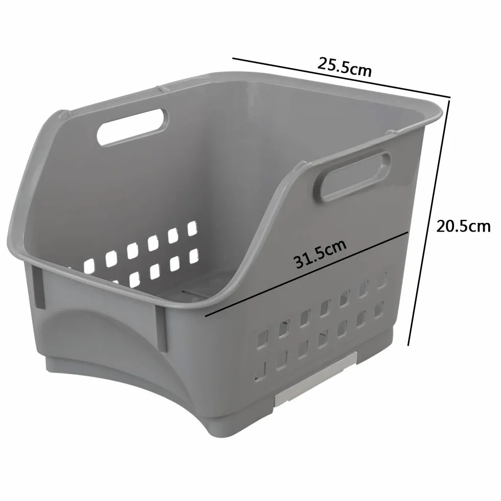 Bblie 3 Ripiani Cesti Impilabili Da Cucina, Grigio Cassetta Pieghevole In Plastica Scatola Di Plastica