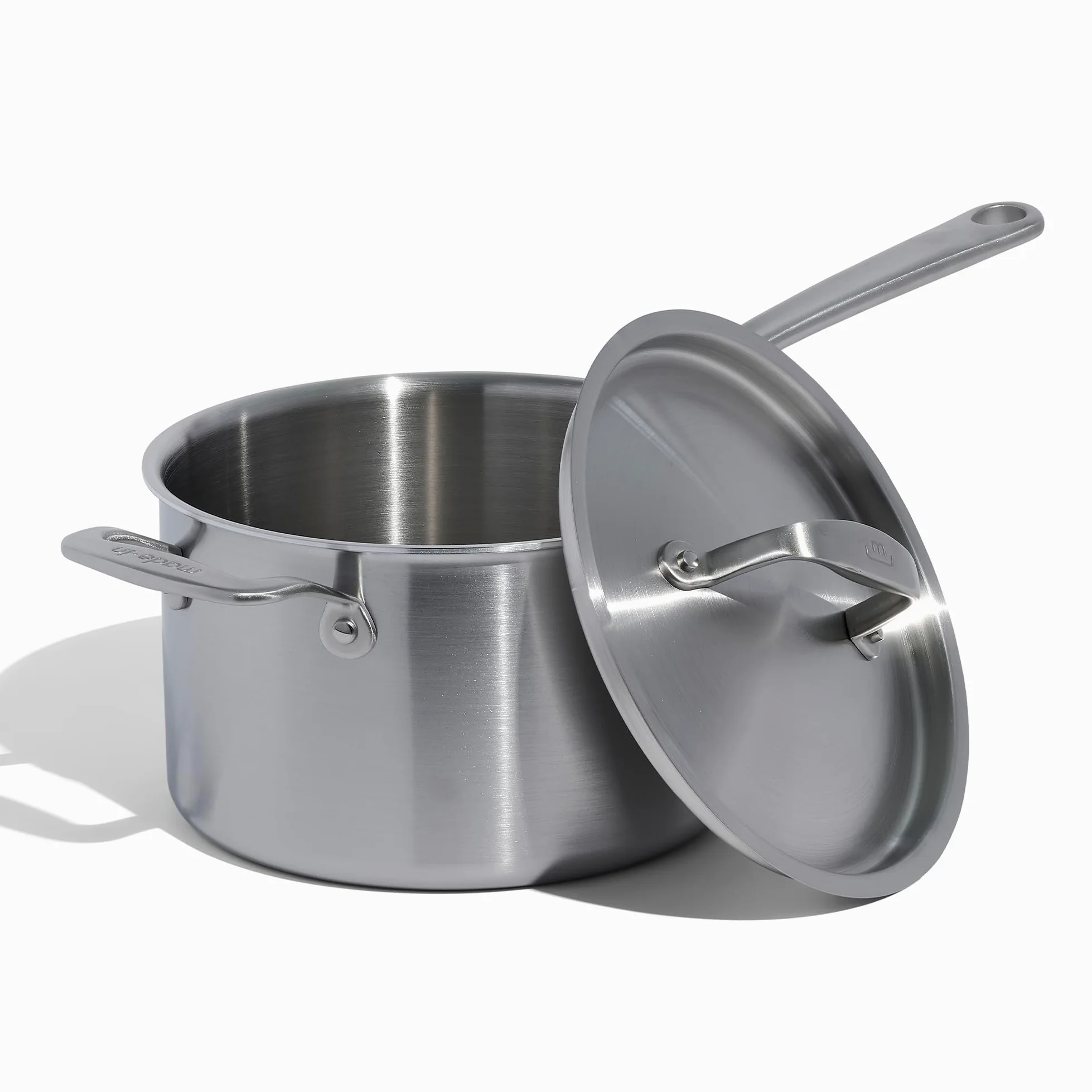 Made In Cookware - 4 Quarti Casseruola in acciaio inossidabile con coperchio - Prodotto in Italia - Pentola per salse rivestita in acciaio inossidabile a 5 strati - Pentole professionali