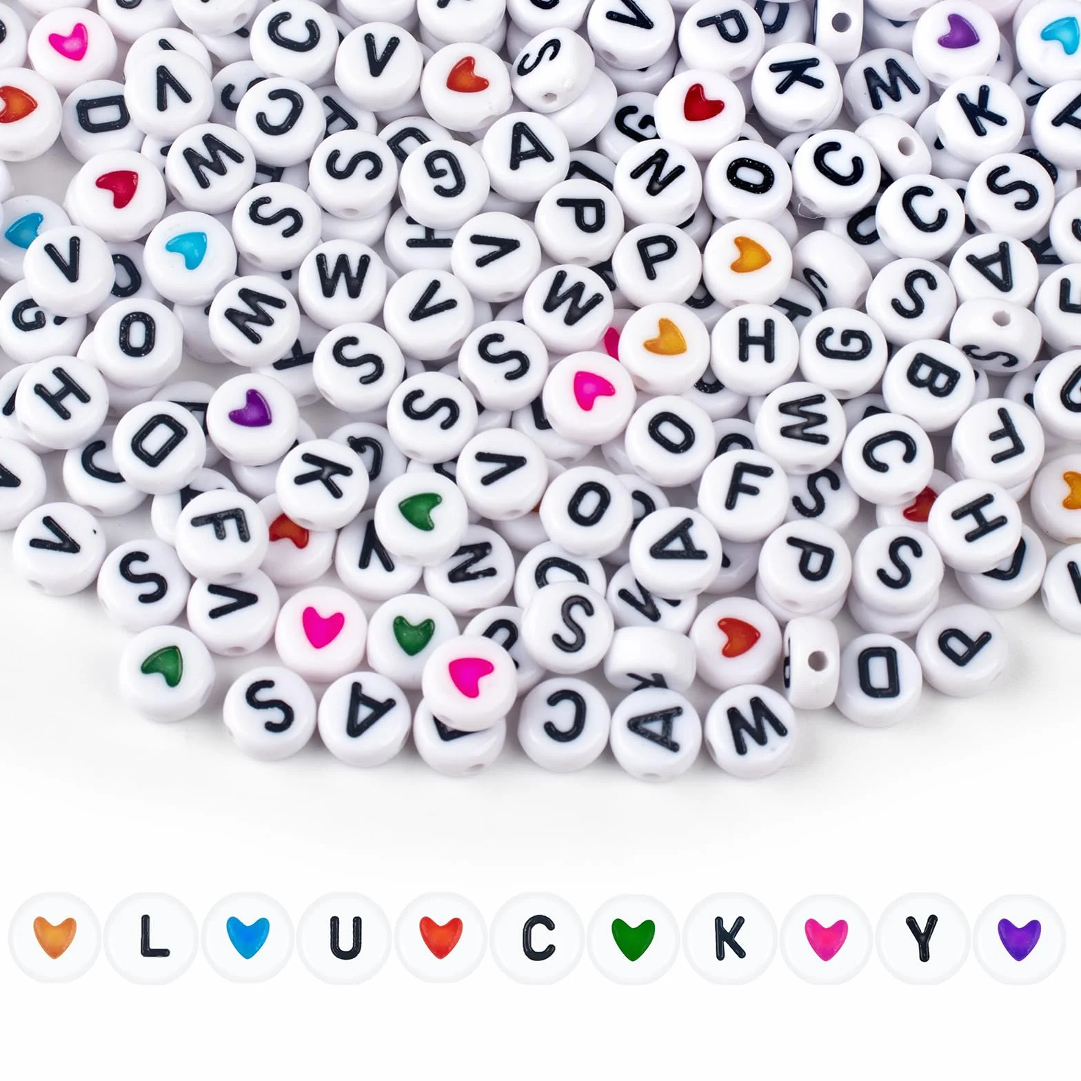 Perline colorate con lettere da infilare 4x7 mm bianche Z cuore acrilico per gioielli fai da te bracciali collane