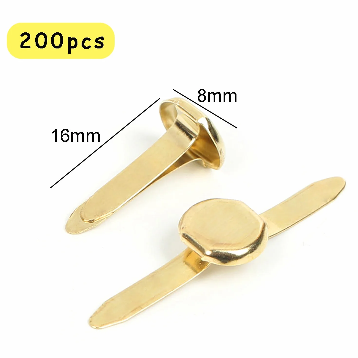 Mini Scrapbooking Brads 200 Pezzi, Metallo Elementi di Fissaggio Carta DIY 8mm, Oro