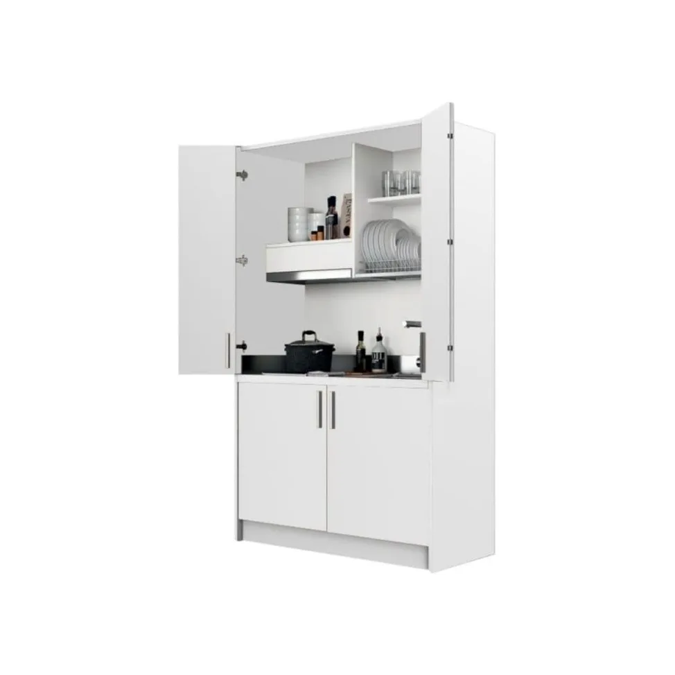 Cucina salvaspazio a scomparsa Fold Evolution colore bianco e elettrodomestici inclusi 125x62x208H