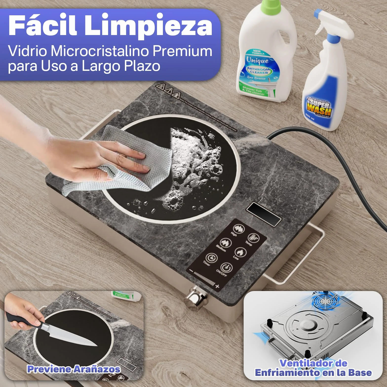 Fornello Elettrico 1 Piastra 2000W Portatile – Piano Cottura Elettrico Vitroceramica 1 Fuoco, Fornello da Campeggio, Vetroceramica per Esterno, Controllo Tattile, Plaque Vitrocéramique 1 Feu