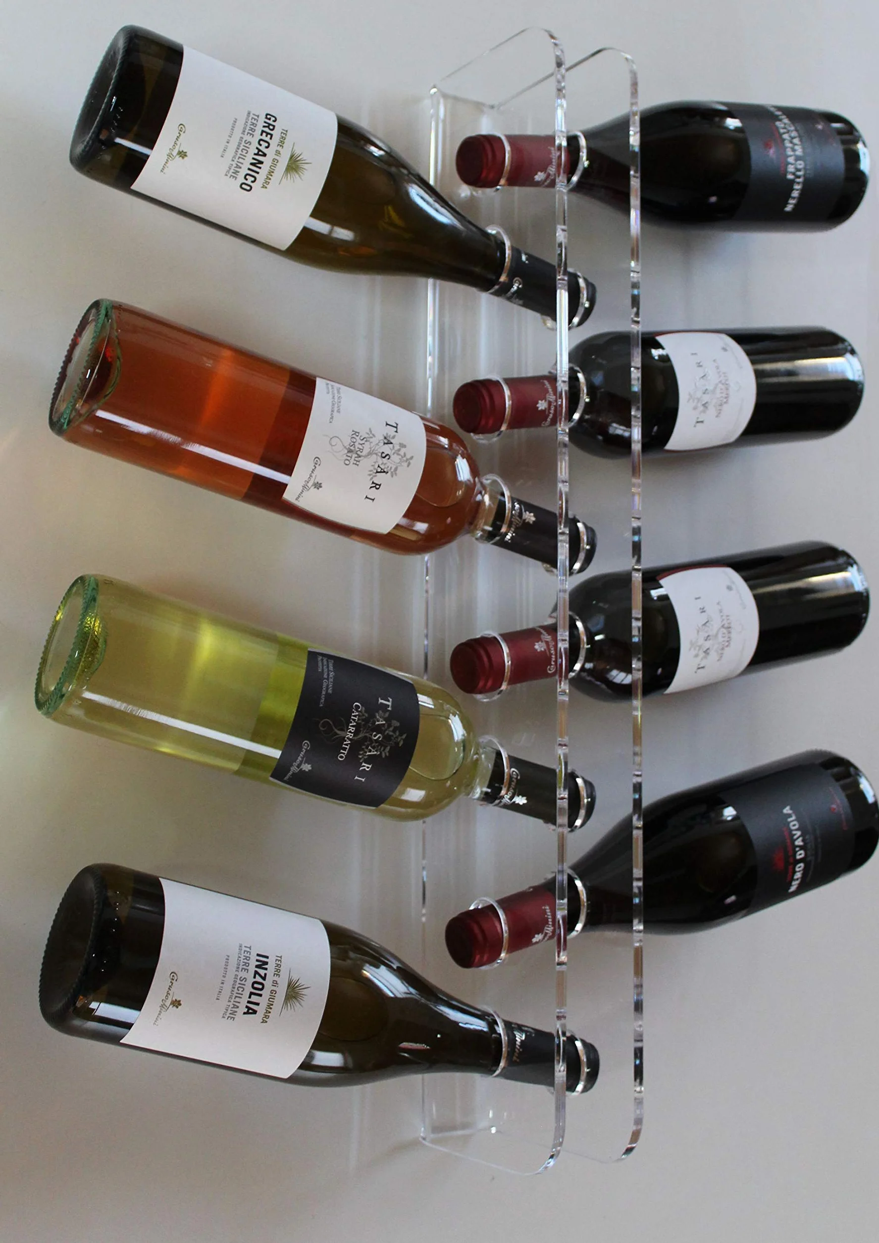 Agplex Cantinetta Vino - Portabottiglie Vino da Parete in vetro acrilico plexig. - Porta Bottiglie di Vino trasparente (Capacità 10 Bottiglie)