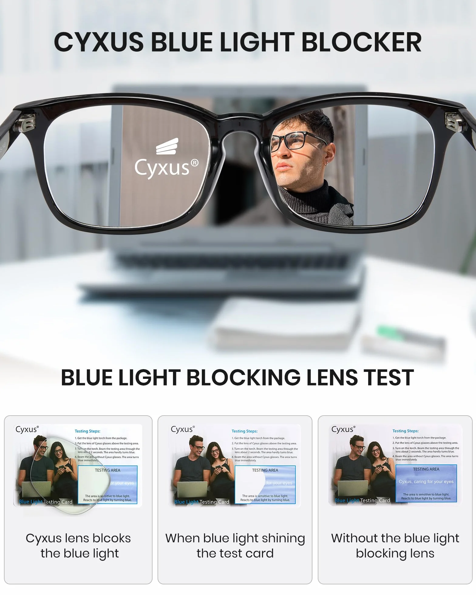Cyxus Filtro luce blu occhiali senza montatura per gioco PC TV Tablet
