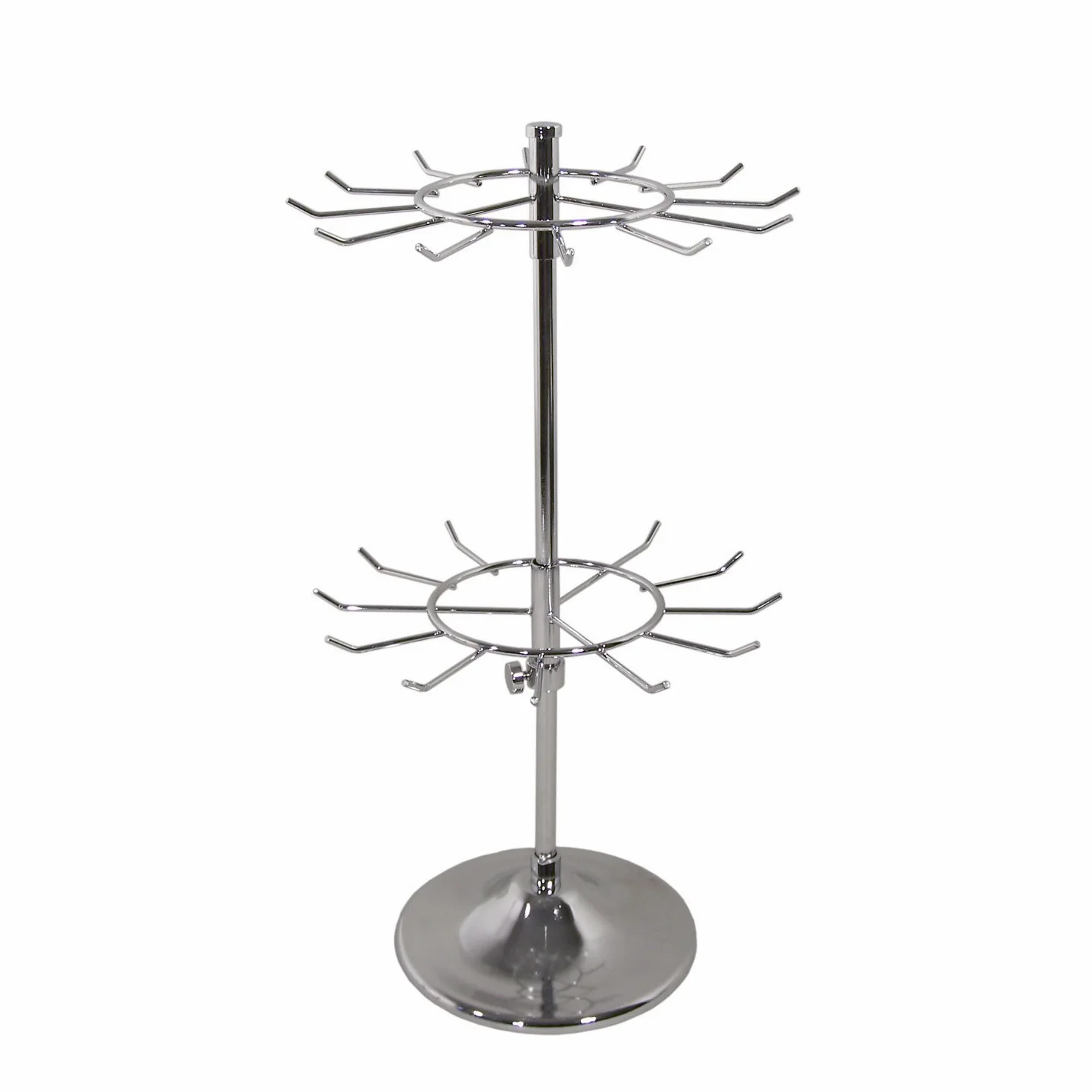 Gerso - Espositore da banco girevole cromato per souvenir e articoli da regalo 24 ganci H 40 cm
