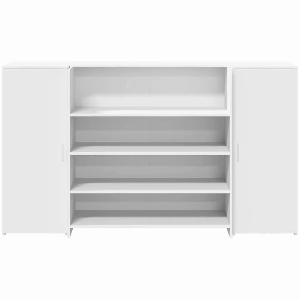 Bancone Reception Bianco 180x50x103,5cm Scrivania da Ufficio | Bancone cassa componibile con 2 mobili contenitori, ideale per hall di hotel, saloni di bellezza e uffici professionali.