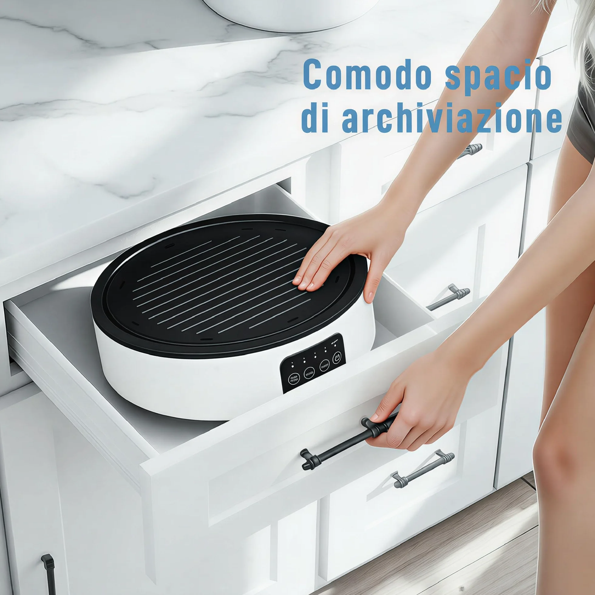 HOMCOM Piastra Elettrica a Infrarossi Portatile 2000W 2 in 1 Vetroceramica 4 Livelli Potenza Ø30cm