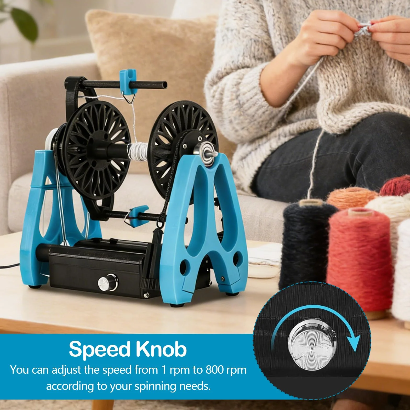 Filatoio Elettrico, Mini Filatoio per Lana per Uso Domestico con Pedale Controllo di velocità Continuo Macchina per Avvolgimento Filati A 1800 Giri/Min per Cotone E Seta