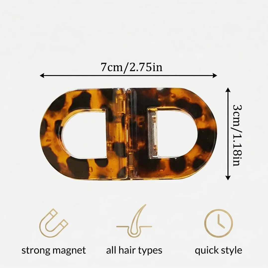 Pinze Per Capelli Magnetiche a Forte Tenuta Professionale Stile Stampa Leopardata