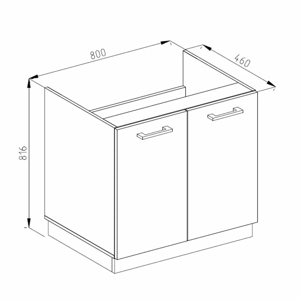 Vicco Mobile lavello cucina R-Line, Antracite lucido, 80 cm senza piano di lavoro, per la libera combinazione all'interno di sistemi cucina modulari