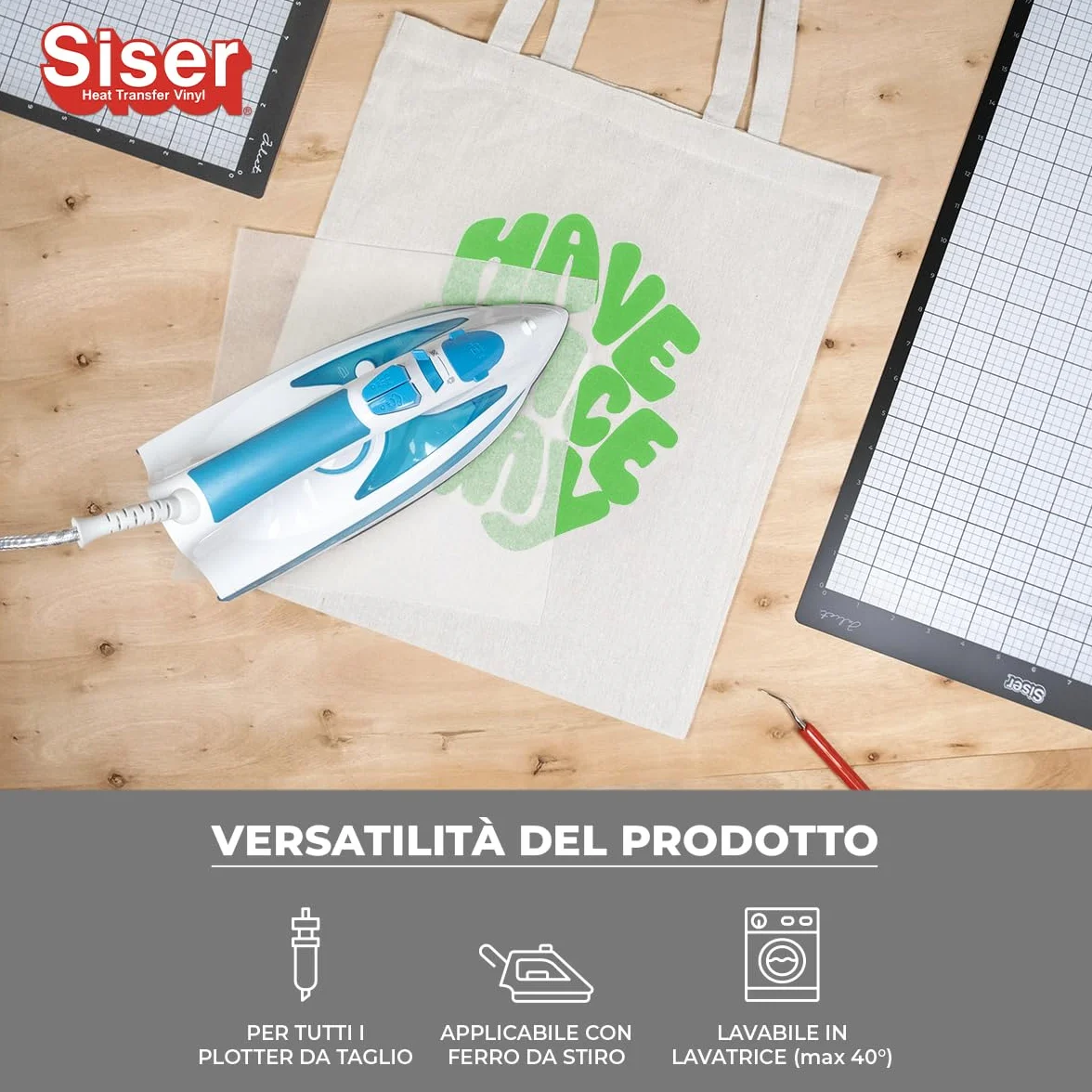 Siser Stripflock PRO Fluo Green 30cm x 0,5mt Vinile Termotrasferibile Floccato per Personalizzazione Tessuti