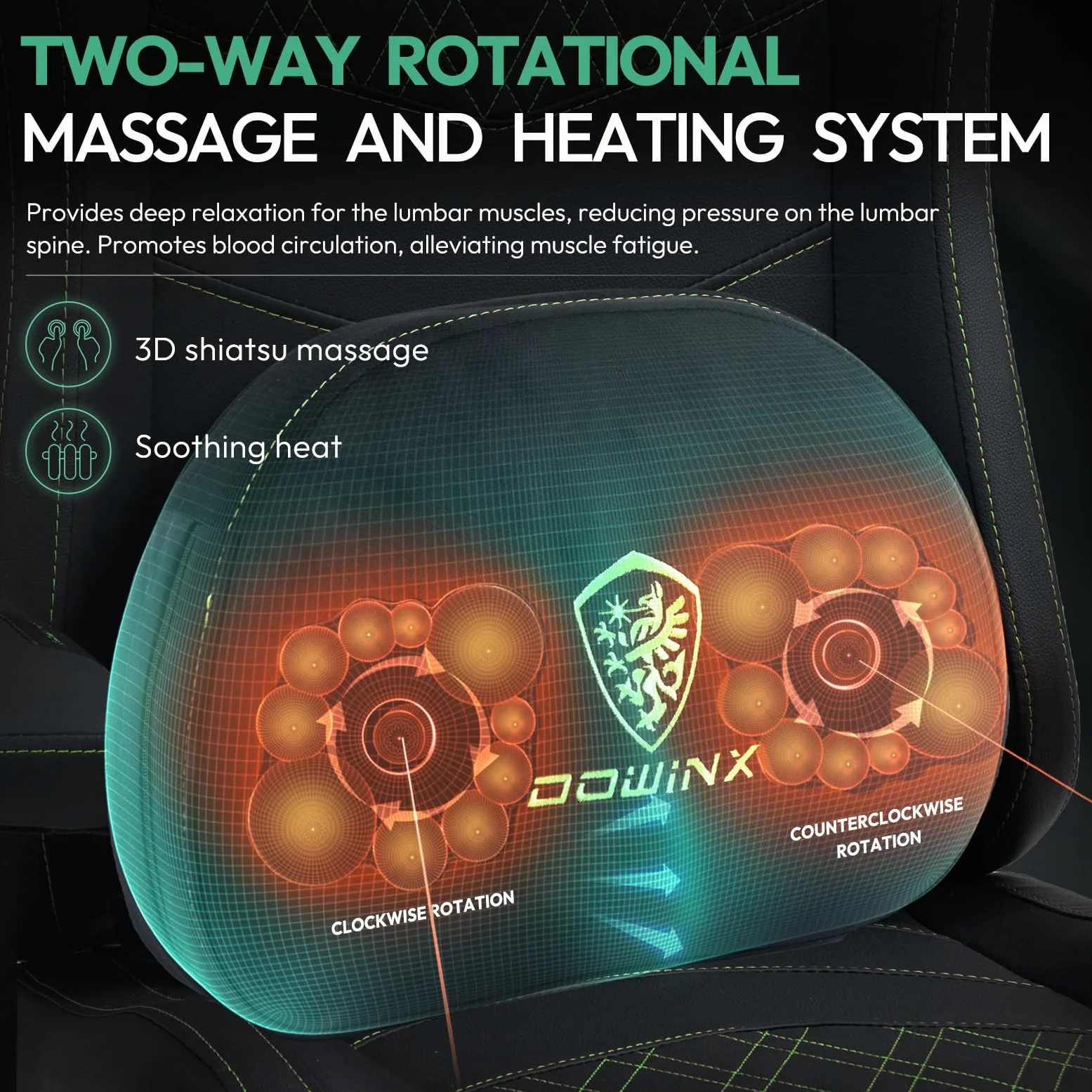Dowinx Sedia gaming ergonomica per ufficio con massaggio e calore, cuscino a molle traspirante come nel divano, regolabile in PC con poggiapiedi