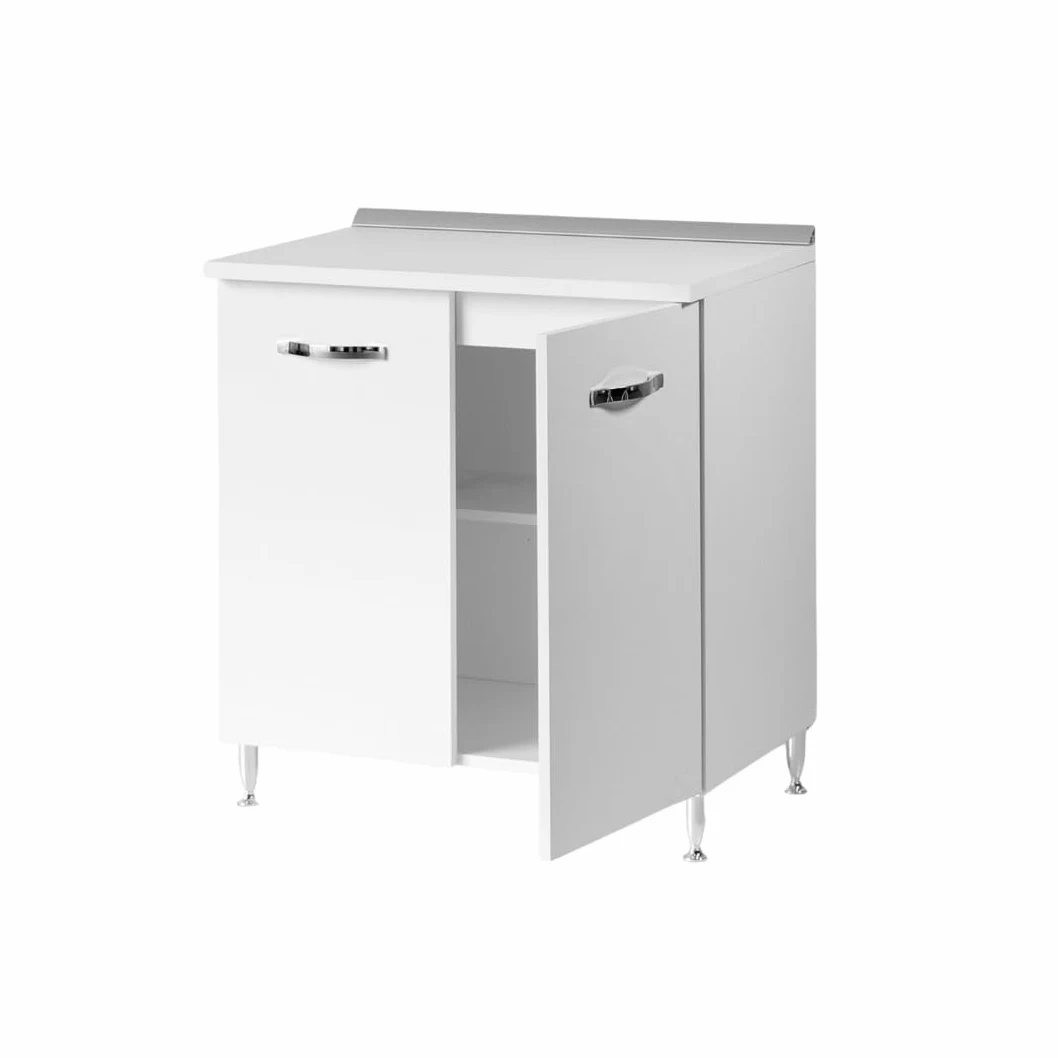 Linea Azzurra Base 80 Mobili Cucina Componibile con 2 Ante e 2 Ripiani in Legno Made in Italy H85xL80xP50 cm Elegante Funzionale Facile da Montare (Bianco Frassinato)