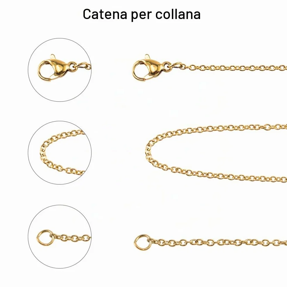 NBEADS Catena in Acciaio Inossidabile 50cm per Gioielli, 20 Pezzi con Chiusura a Moschettone