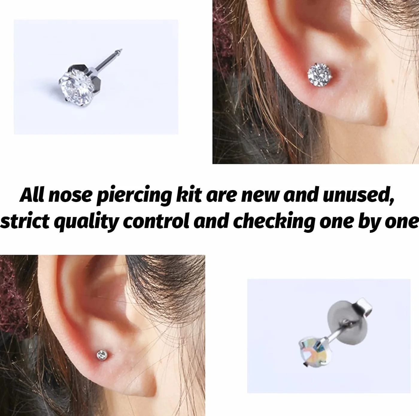YIQI bianco USA e getta piercing kit acciaio INOX orecchio corpo naso labbro ombelico corona orecchino 2PCS