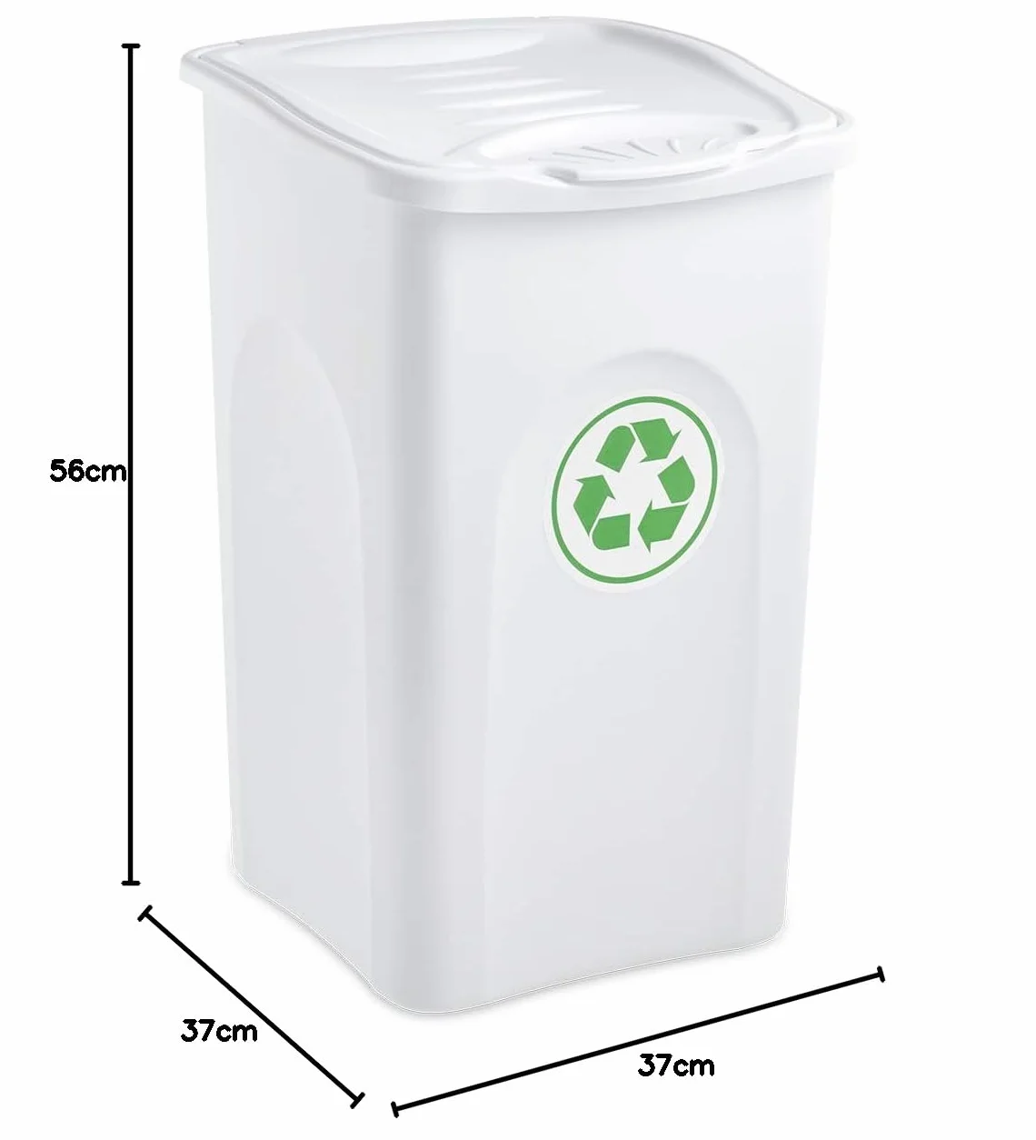 Stefanplast Pattumiera Begreen, Bianco, cm 37x37x56h