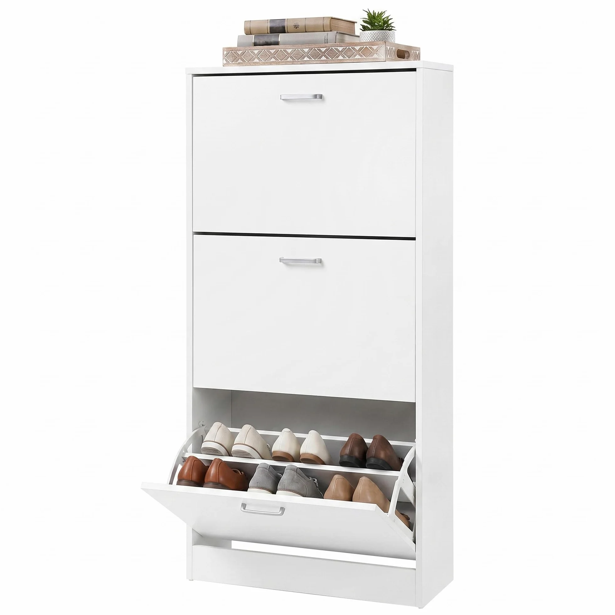 VASAGLE Scarpiera 3 Piani Portascarpe Bianco 60x24x120 cm LBC03WT