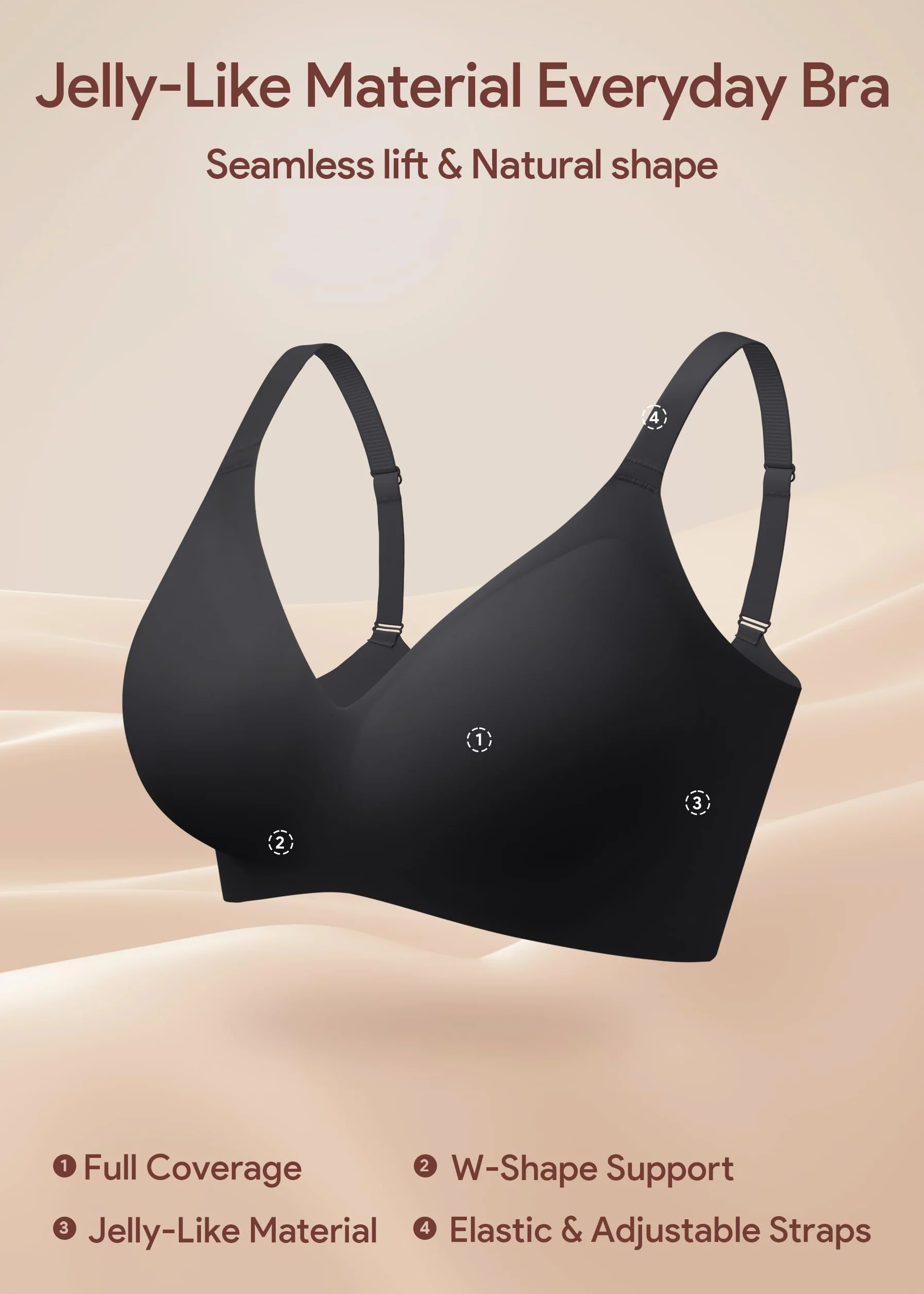 Reggiseno Senza Fili Push-up Bralette Senza Cuciture Comfort