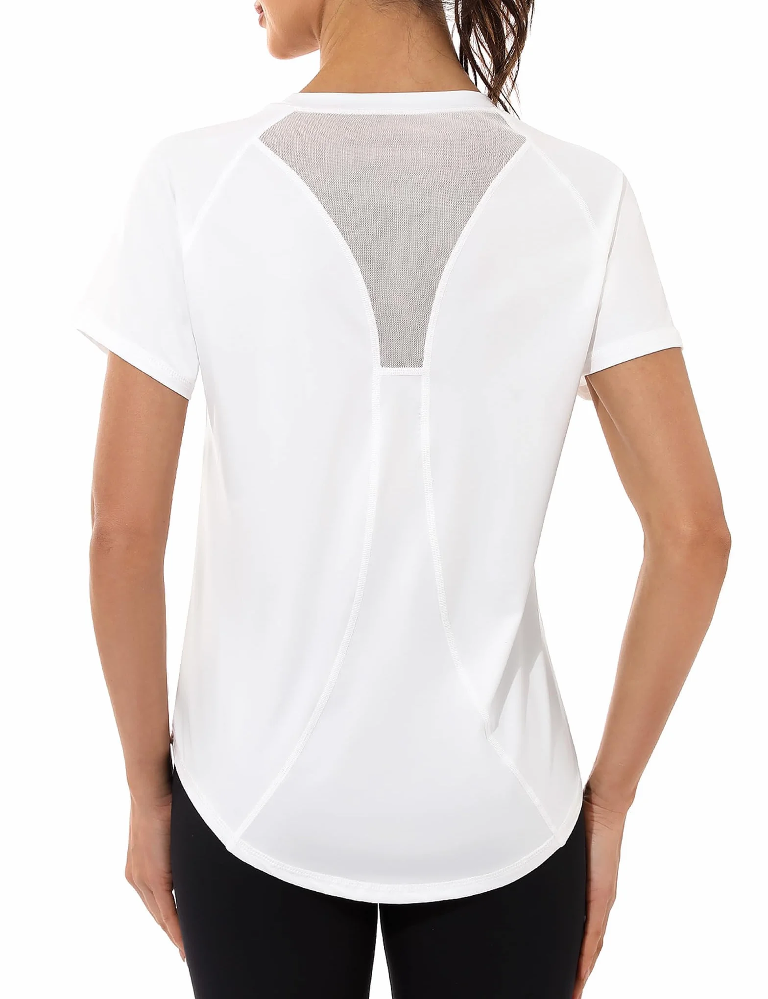 Gyabnw Maglietta Sportiva Donna Magliette Manica Corta Elastico Camicia Palestra Donna Indietro in Rete Traspirante Top Fitness Yoga Corsa Danza