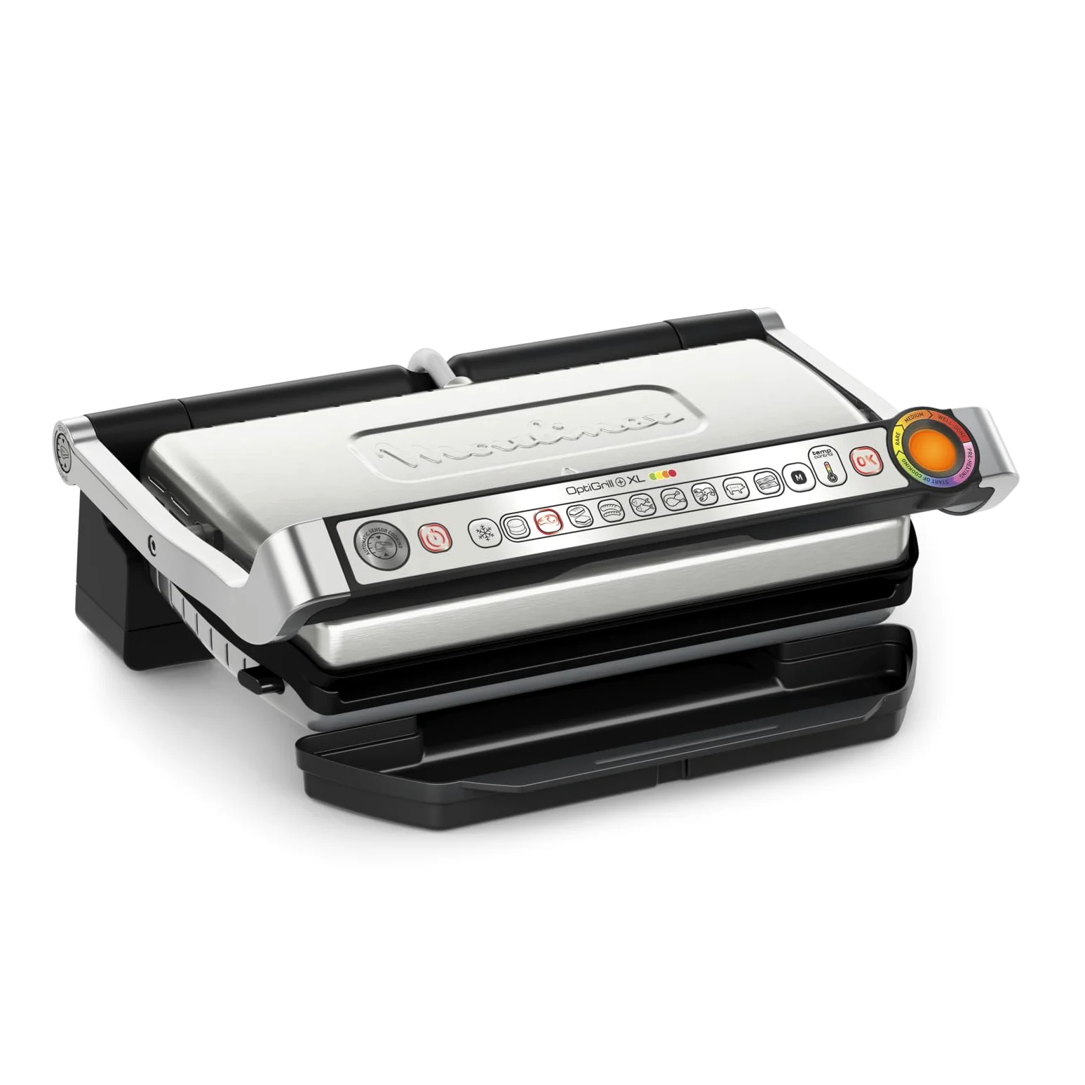 Moulinex Optigrill+ XL, Griglia Elettrica da Interno Ideale per Cucinare Carne, Pesce e Verdure, Indicatore di Cottura e 9 Programmi Automatici, Piastre Antiaderenti, GI722D