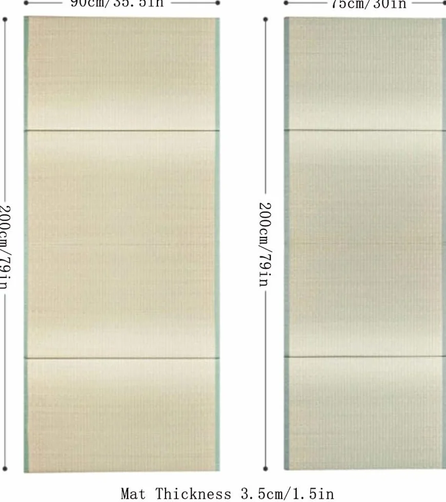 Tappetino Tatami Tradizionale Giapponese - Materasso Futon Solido E Confortevole A 4 Pieghe Erba Verde Naturale - Ottimo Per La Meditazione, Lo Yoga, La Sala Zen, La Sala Da Tè Giap(Size:90x200x3.5cm)
