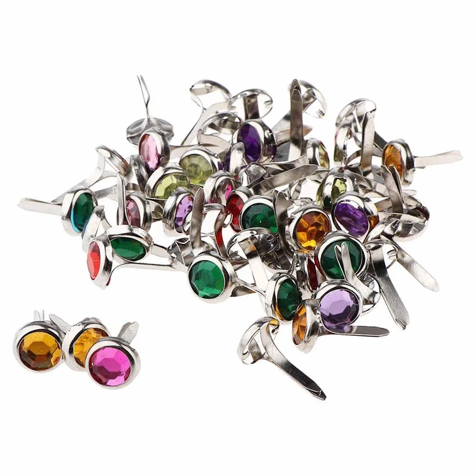Deolven Mini Fermacampioni,100 Pack Colori Misti Mini Brad in Metallo Scrapbooking Brads Rotondi Piccoli Fermacampioni per DIY Decorativi