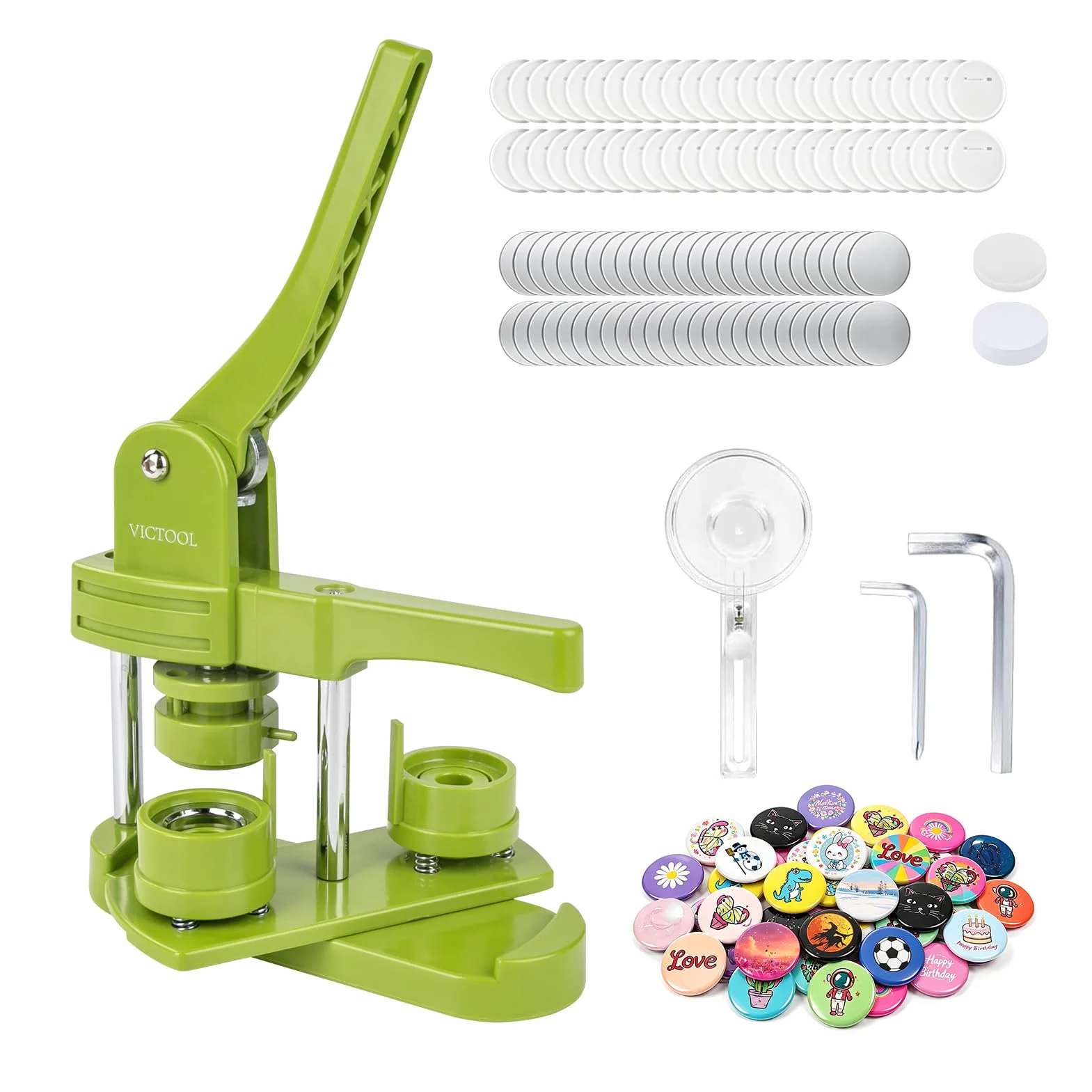 Macchina per bottoni da 25 mm con 100 pezzi e taglierina circolare, Disco a pressione push-pull per fai da te