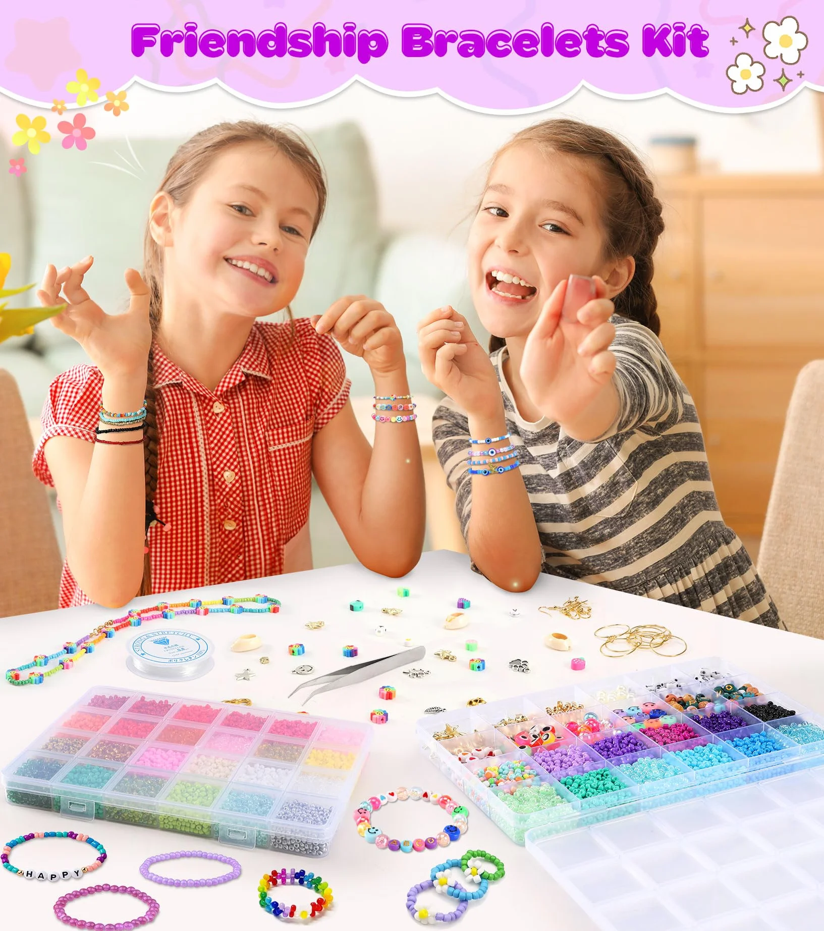19000 Perline per Braccialetti, 36 Colori Bigiotteria Fai Da Te, Set Braccialetti Bambina, Perles d'Argile