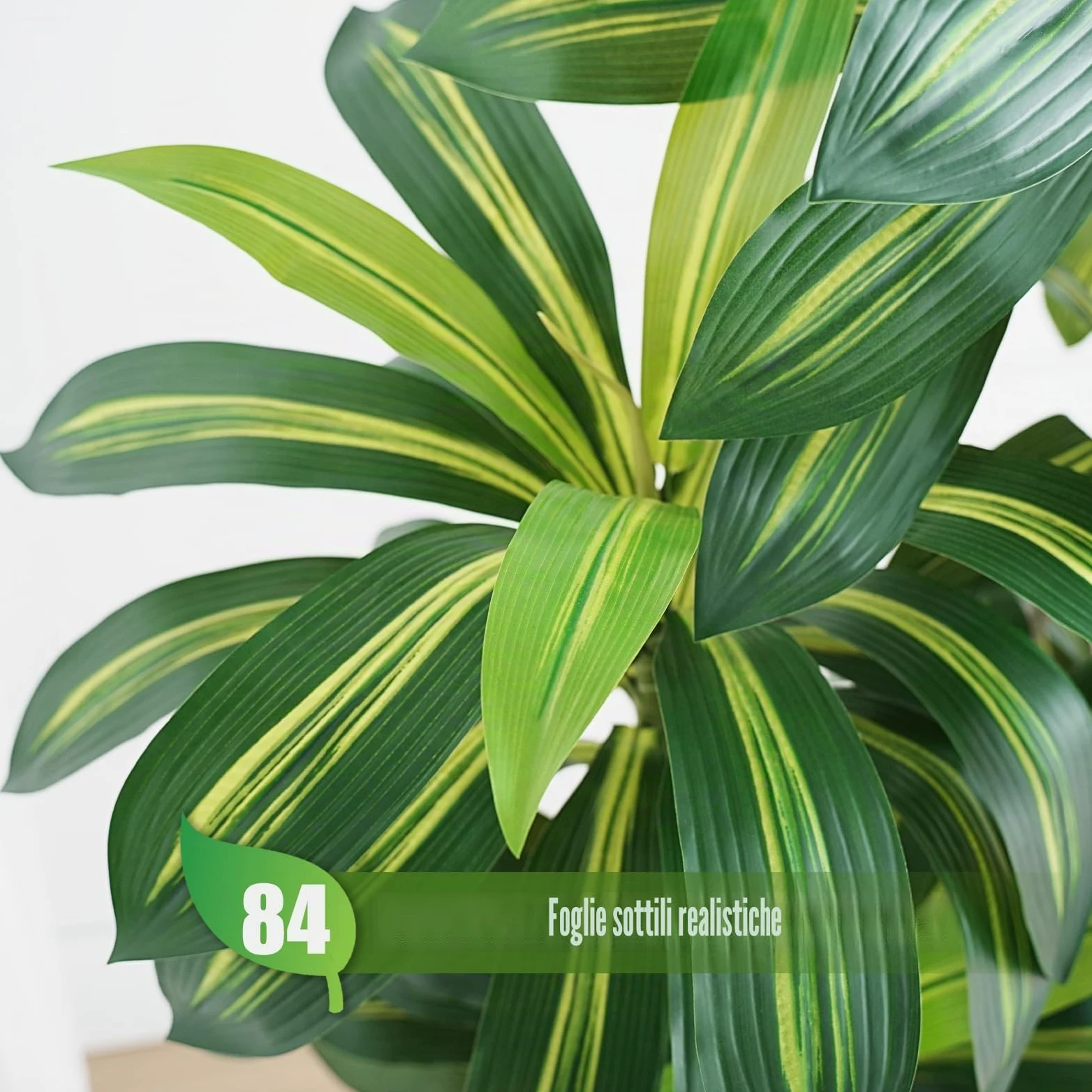 Pianta Artificiale Dracaena da 150cm Piante Finte da Interno Con Fioriera Alta Bianca Piante Artificiali da Esterno Per Soggiorno Camera da Letto Ufficio Casa Corridoio Decorazione (1Pz)