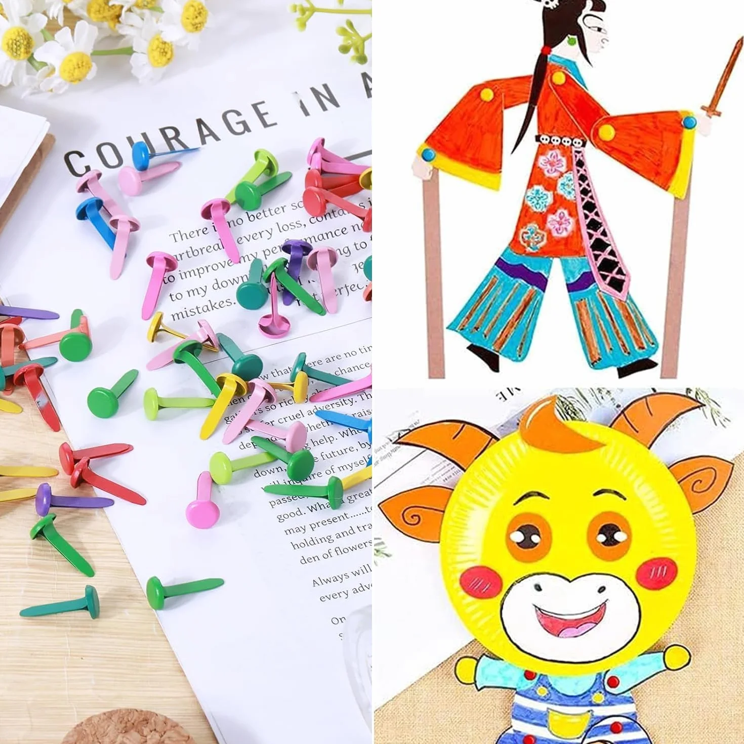 Mini Scrapbooking Brads,100 Perni di Fissaggio Multicolore per Carta,Fermacampioni Rotondi,Perni Divisi in Metallo Adatti per Scrapbooking,Carta da Stampa a Mano