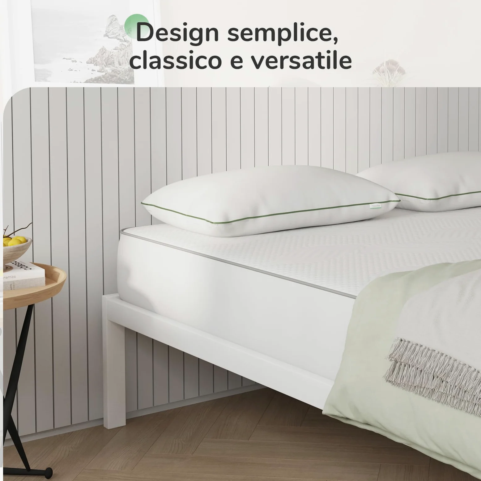 Novilla Rete Letto Matrimoniale 160x190 Struttura Letto a Doghe in Legno, Spazio di Archiviazione Sotto al Letto, Facile da Montare, Perfetto per Tutti Tipi di Letti e Materassi, Bianco