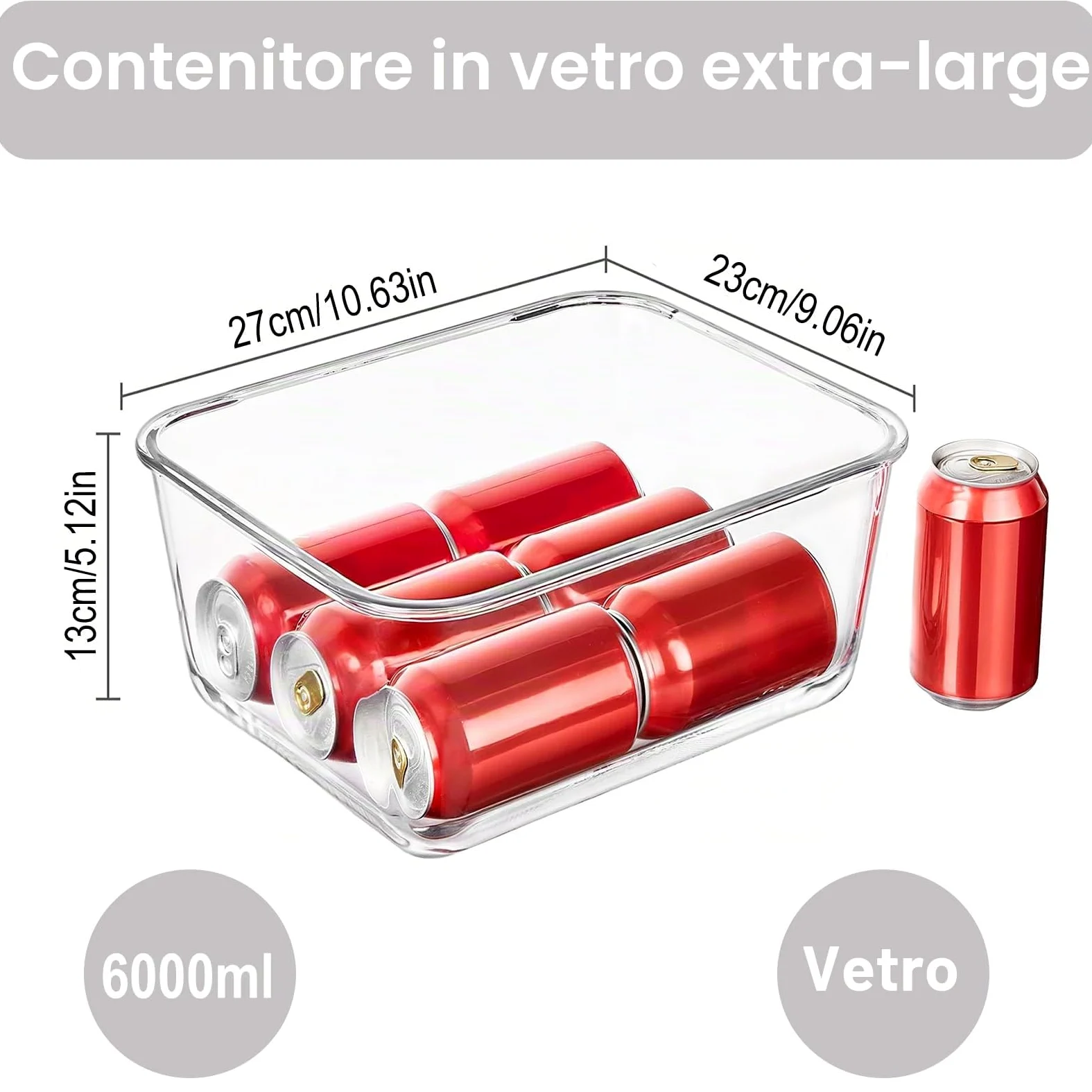 Contenitori Grandi in Vetro con Coperchio, 6 l, Ermetici, Adatti al Congelatore, Contenitori Ermetici per Alimenti per Pollo, Tacchino, Melone o Piatti di Festa