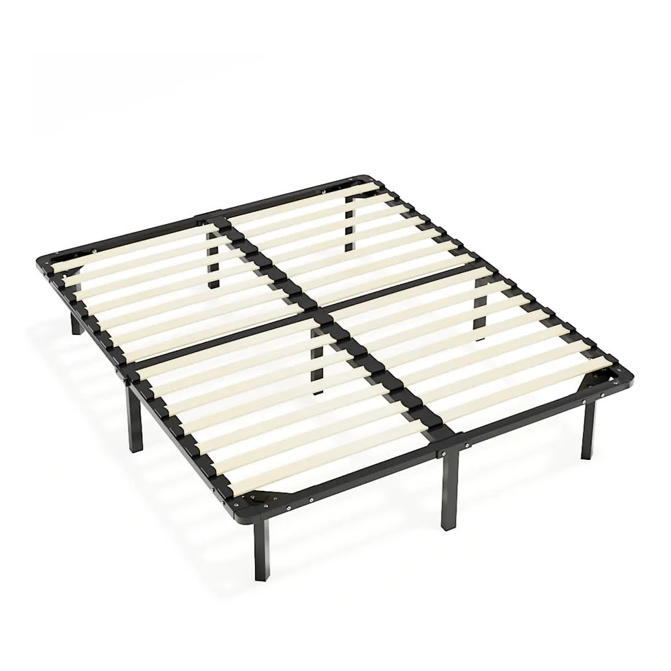 TEENO Rete Letto Matrimoniale 160x190 a Doghe in Legno,con 9 Gambe e 2x14 File di Doghe,Alto Sotto Letto 32 cm per Ampio Spazio di Archiviazione,Adatta a Tutti i Tipi di Materassi,Stile Moderno