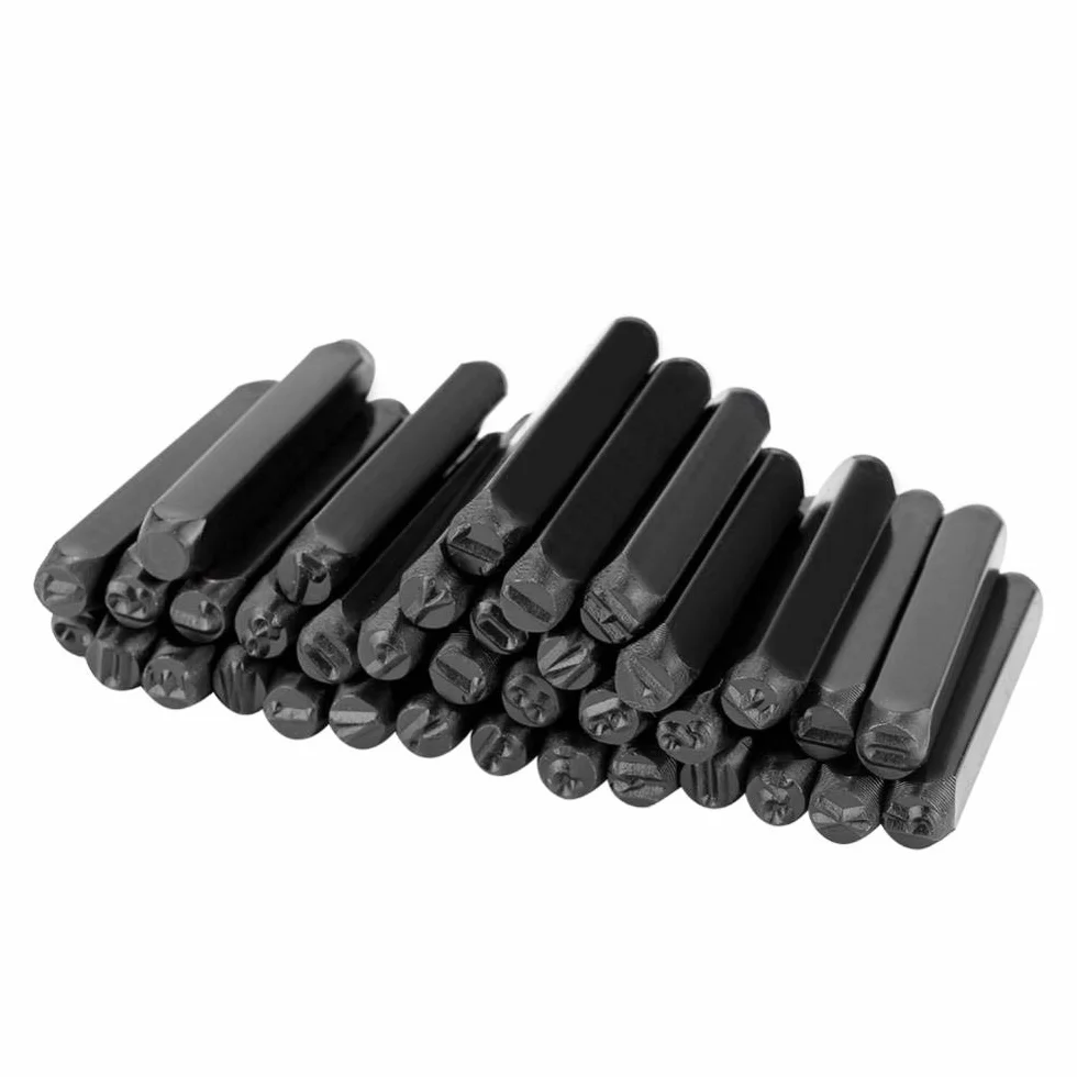 Dioche - Set di 36 lettere a percussione in acciaio al carbonio da 6 mm, numeri dalla A alla Z e da 0 a 9, numeri e lettere