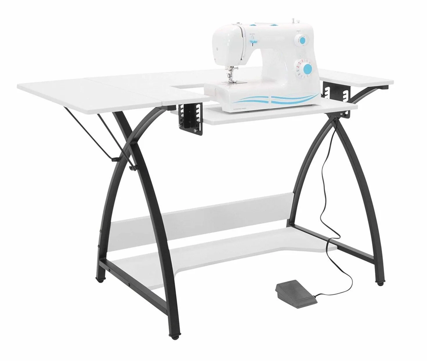 Sew Ready Tavolo da cucito, acciaio legato, nero/bianco, 115,6 cm L x 23,5 cm P x 30" H