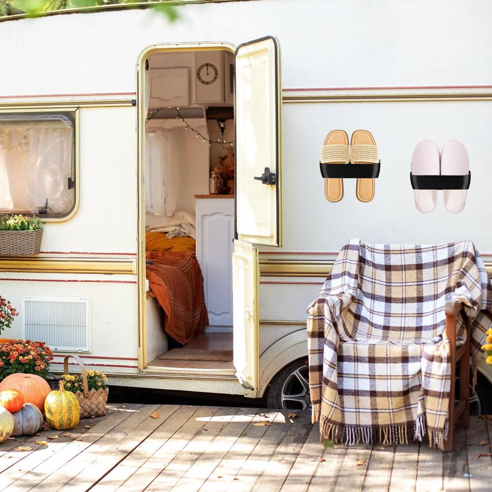 Portascarpe da parete per camper, 4 pezzi, autoadesivo, plastica