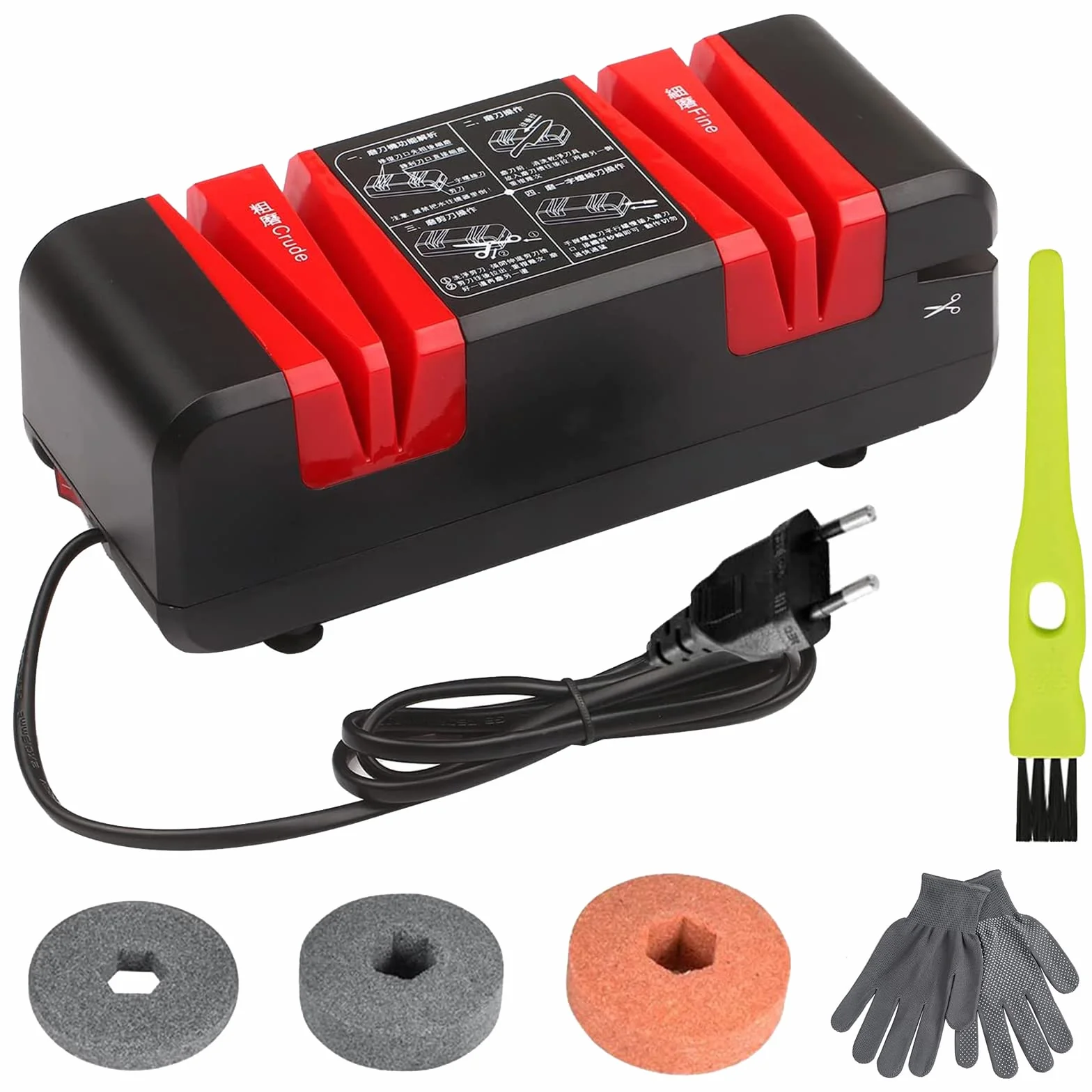 Affilacoltelli Elettrico Professionale con 3 Dischi di Affilatura e Guanti Antiscivolo