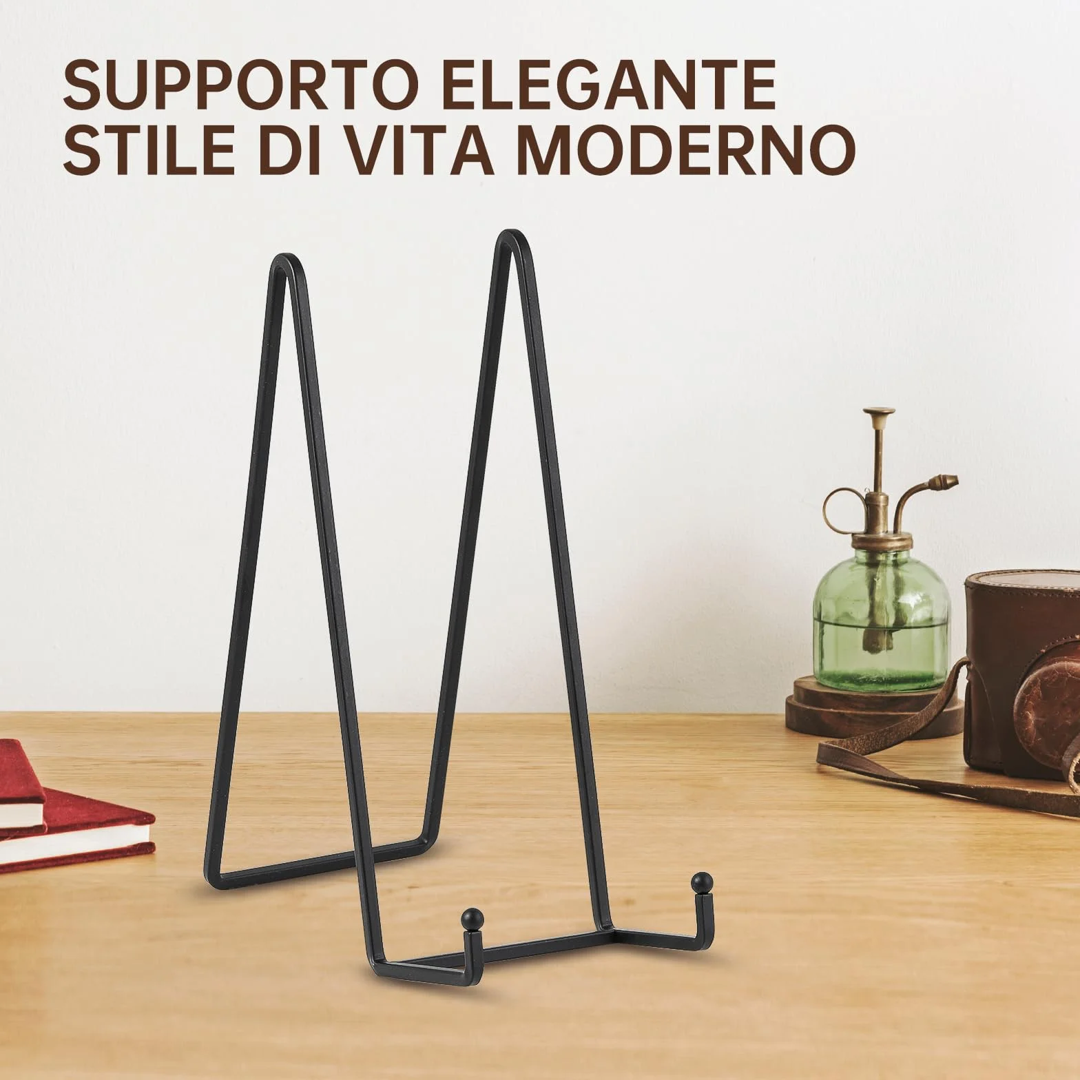 DIDUDIDU Cavalletto, supporto per piatti in Ferro, grande - supporto per piatti - Cavalletti per Tavolo - Espositori per Piatto Decorativo | Cornice Foto | Libri - Nero - 2 pezzi - 25 cm