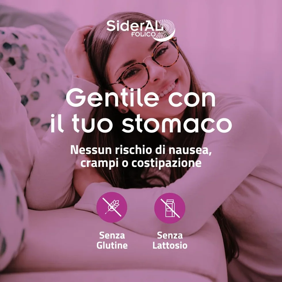SiderAL Folico, Integratore alimentare con Ferro Sucrosomiale®, Quatrefolic®, Vitamine D3 e B12 Sucrosomiali®, Donne in Gravidanza, Allattamento, Ciclo mestruale, 20 bustine orosolubili, Pharmanutra